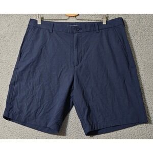 Jim Nantz Vineyard Vine Zip Flat Front Cotton Nylon Spandex Shorts Men's 36 Blue